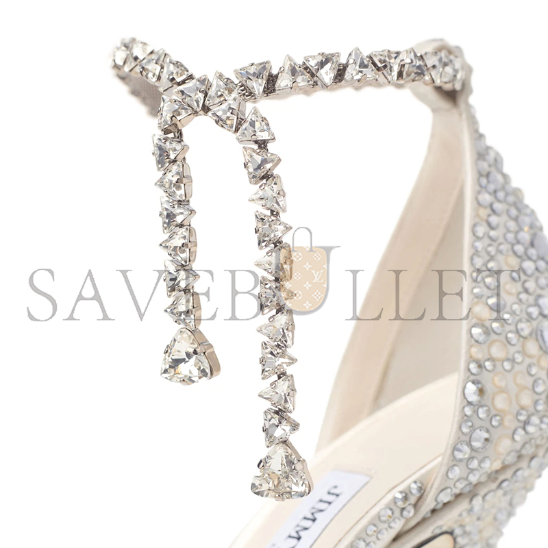 JIMMY CHOO STEVIE 100 IVORY SATIN CRYSTAL PUMPS STEVIE100DKX